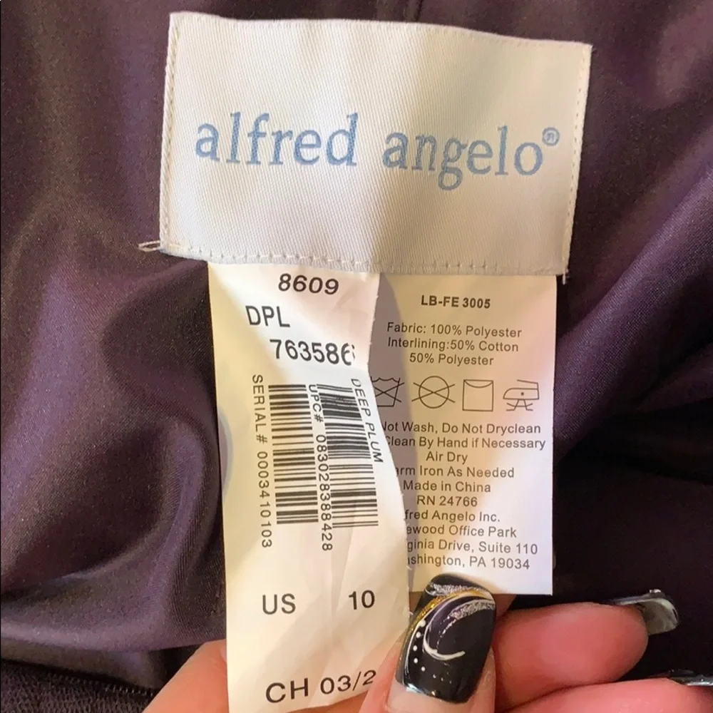 Alfred Angelo Deep Plum Purple Lined Mermaid Gown With Appliqué NEW